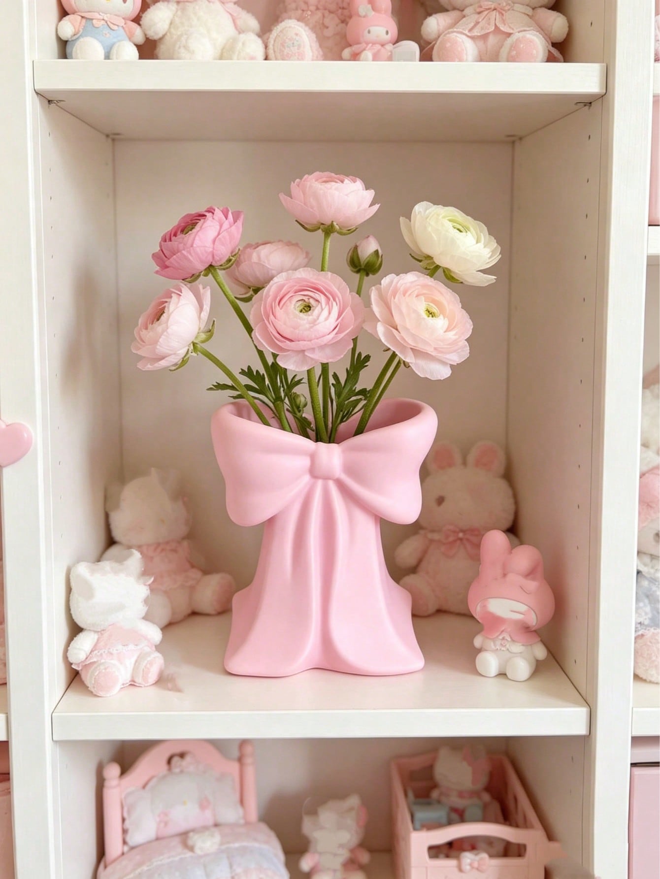 1pc Vase Decorated With A Bow, Sturdy And Durable,No Flower,For Baby Party Decoration,Kidsroom Decoration,Baby Gifts