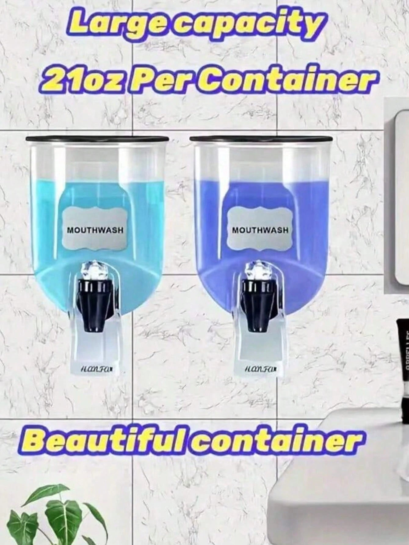 1pc Wall-Mounted Mouthwash Dispenser, Manual Pump Soap Dispenser, Suitable For Hand Wash, Shampoo, Body Wash And Lotion- Bathroom Storage, Kitchen Soap Dispenser, RV Accessories- Ideal For Homeowner