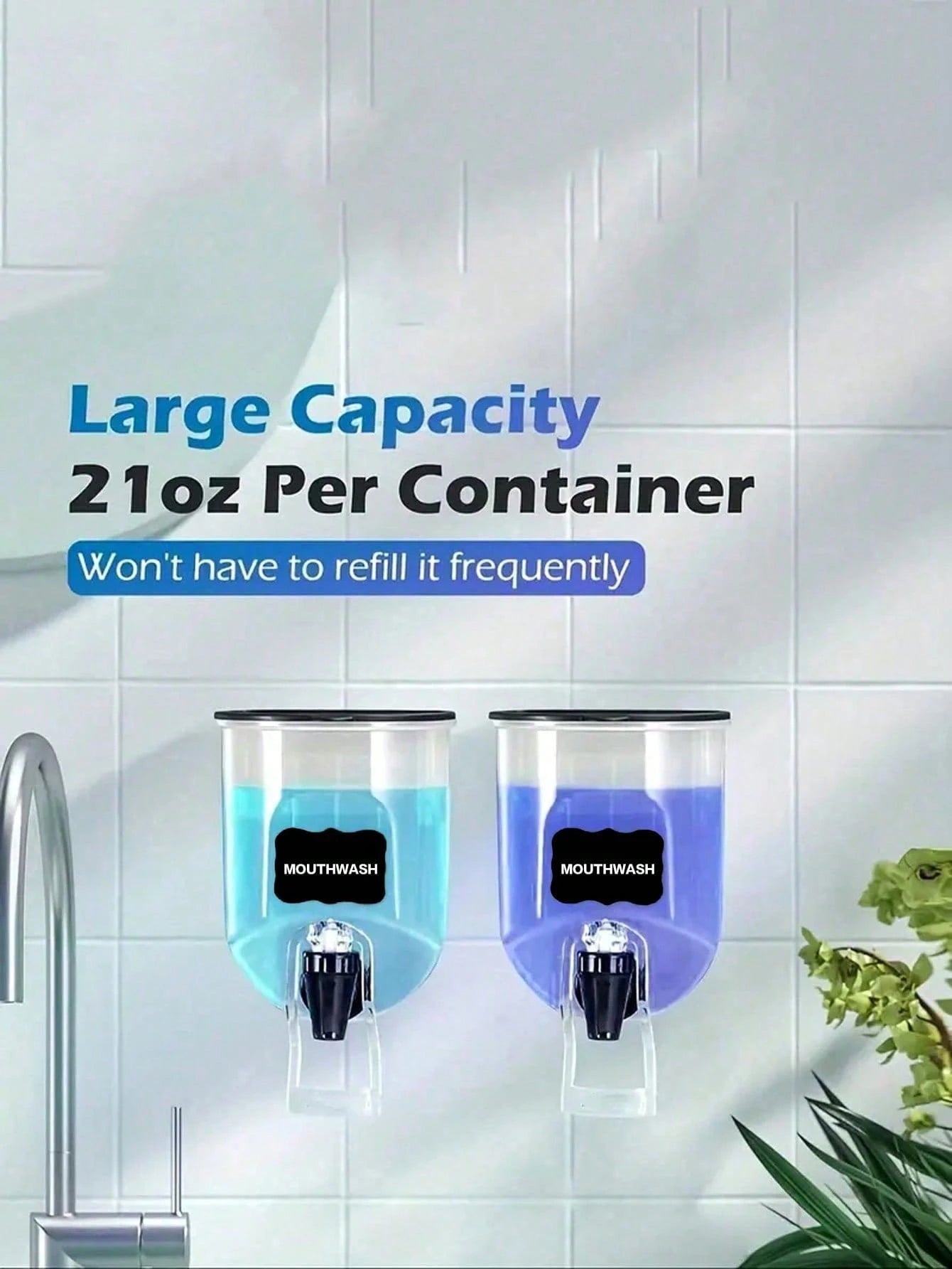 1pc Wall-Mounted Mouthwash Dispenser, Manual Pump Soap Dispenser, Suitable For Hand Wash, Shampoo, Body Wash And Lotion- Bathroom Storage, Kitchen Soap Dispenser, RV Accessories- Ideal For Homeowner