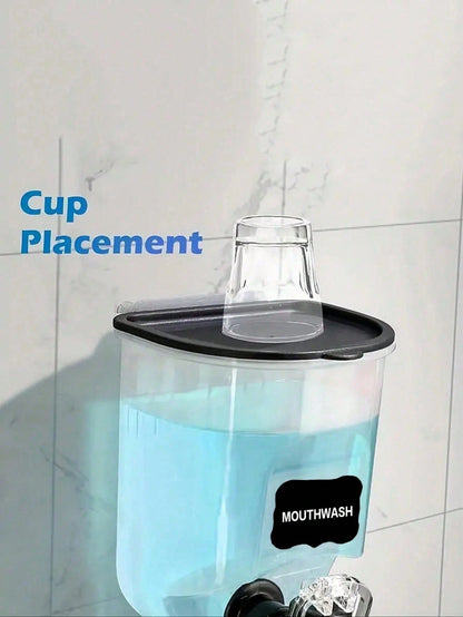 1pc Wall-Mounted Mouthwash Dispenser, Manual Pump Soap Dispenser, Suitable For Hand Wash, Shampoo, Body Wash And Lotion- Bathroom Storage, Kitchen Soap Dispenser, RV Accessories- Ideal For Homeowner