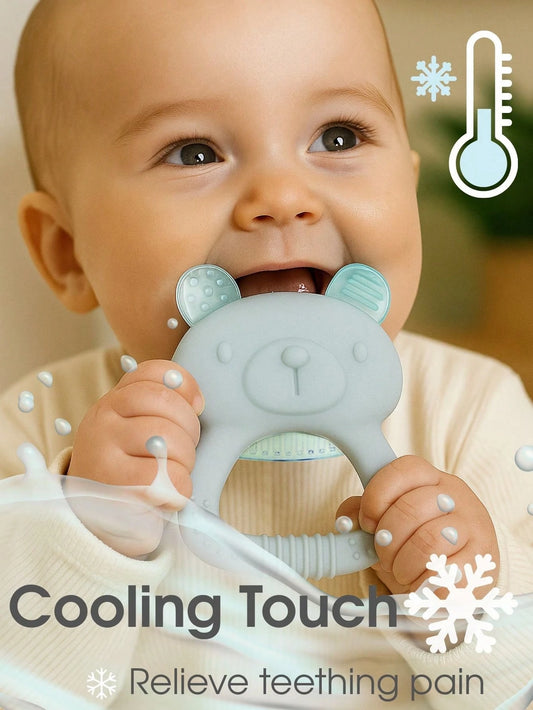 1pc Water-Filled Silicone Baby Teether, Cool Massage Soothes Gum Pain, Cute Textured Design Massages Sore Gums & Teething, Refrigerator, Suitable For 3-6 Months Babies, Can Also Be Frozen To Relieve