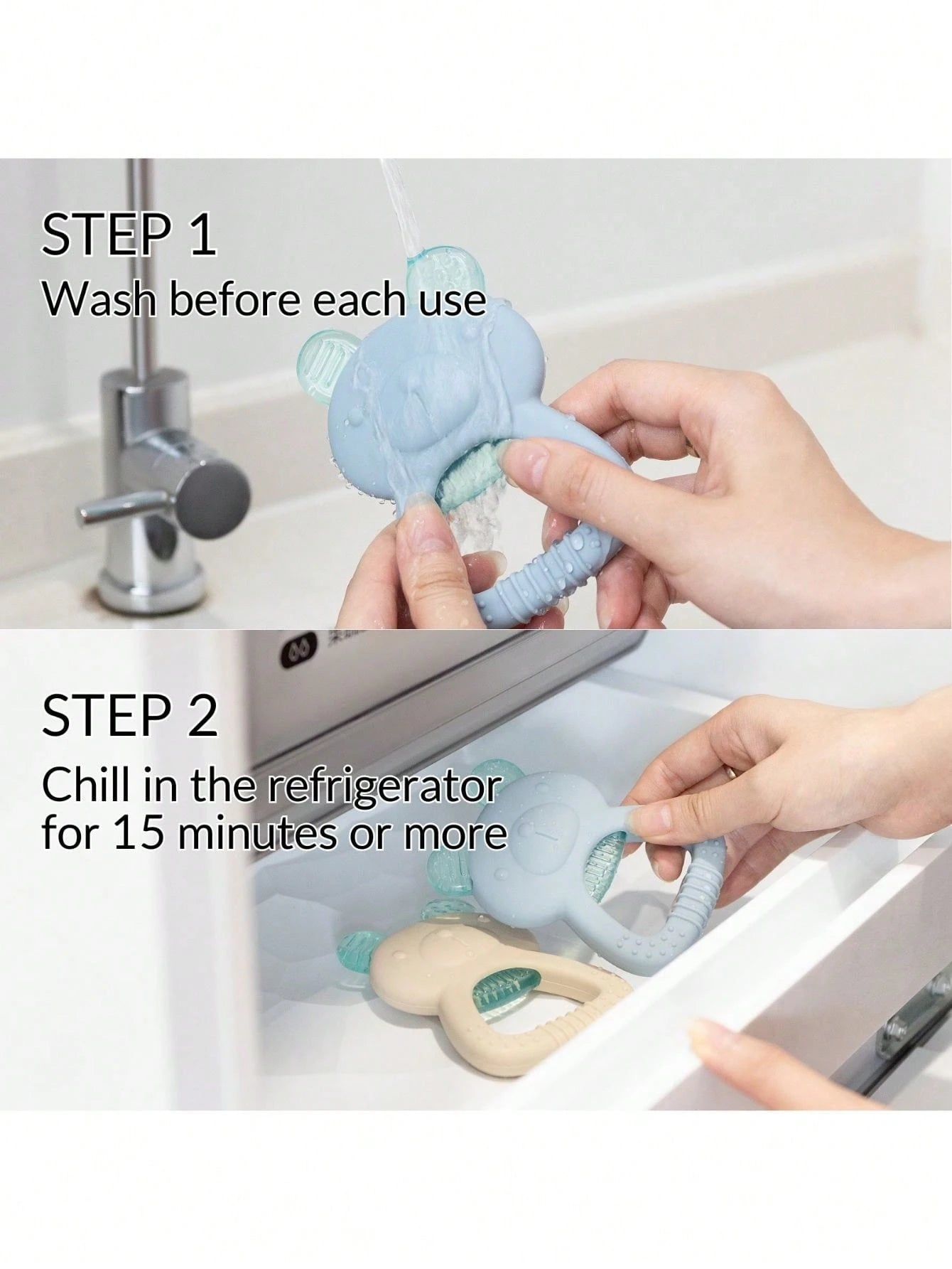 1pc Water-Filled Silicone Baby Teether, Cool Massage Soothes Gum Pain, Cute Textured Design Massages Sore Gums & Teething, Refrigerator, Suitable For 3-6 Months Babies, Can Also Be Frozen To Relieve