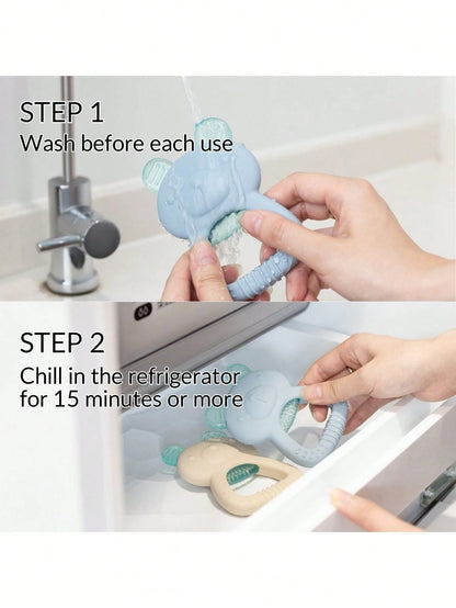 1pc Water-Filled Silicone Baby Teether, Cool Massage Soothes Gum Pain, Cute Textured Design Massages Sore Gums & Teething, Refrigerator, Suitable For 3-6 Months Babies, Can Also Be Frozen To Relieve