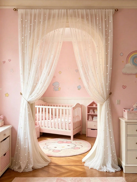 1pc White Pearl Door Curtain, Baby Room Door Curtain, Bedroom Door Curtain, Wall Decor Backdrop, Nursery Decor, Baby Shower Supplies, Bridal Shower, Girl Birthday Gift, Party Favor, 1st Birthday, Home