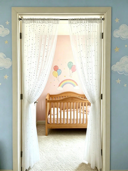 1pc White Pearl Door Curtain, Baby Room Door Curtain, Bedroom Door Curtain, Wall Decor Backdrop, Nursery Decor, Baby Shower Supplies, Bridal Shower, Girl Birthday Gift, Party Favor, 1st Birthday, Home