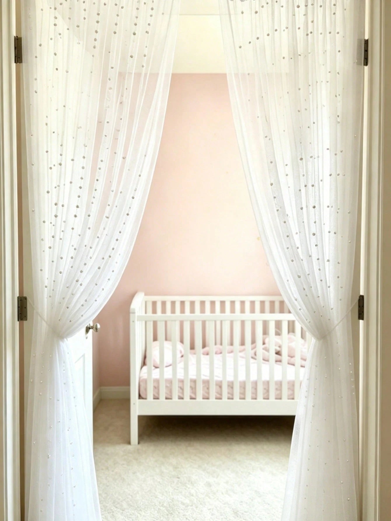 1pc White Pearl Door Curtain, Baby Room Door Curtain, Bedroom Door Curtain, Wall Decor Backdrop, Nursery Decor, Baby Shower Supplies, Bridal Shower, Girl Birthday Gift, Party Favor, 1st Birthday, Home