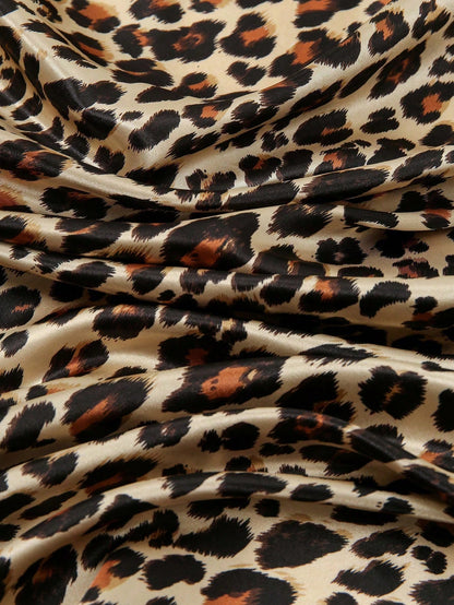 1pc Women's 90CM Fashion Scarf With Leopard Print, Satin Square Bandana Headscarf, Spring/Summer