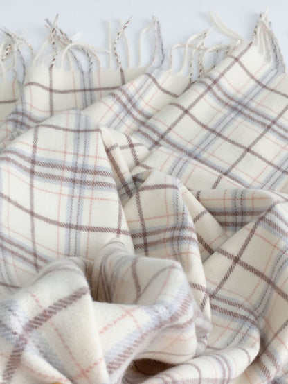 1pc Women's Plaid Scarf With Fringes, Autumn/Winter Shawl