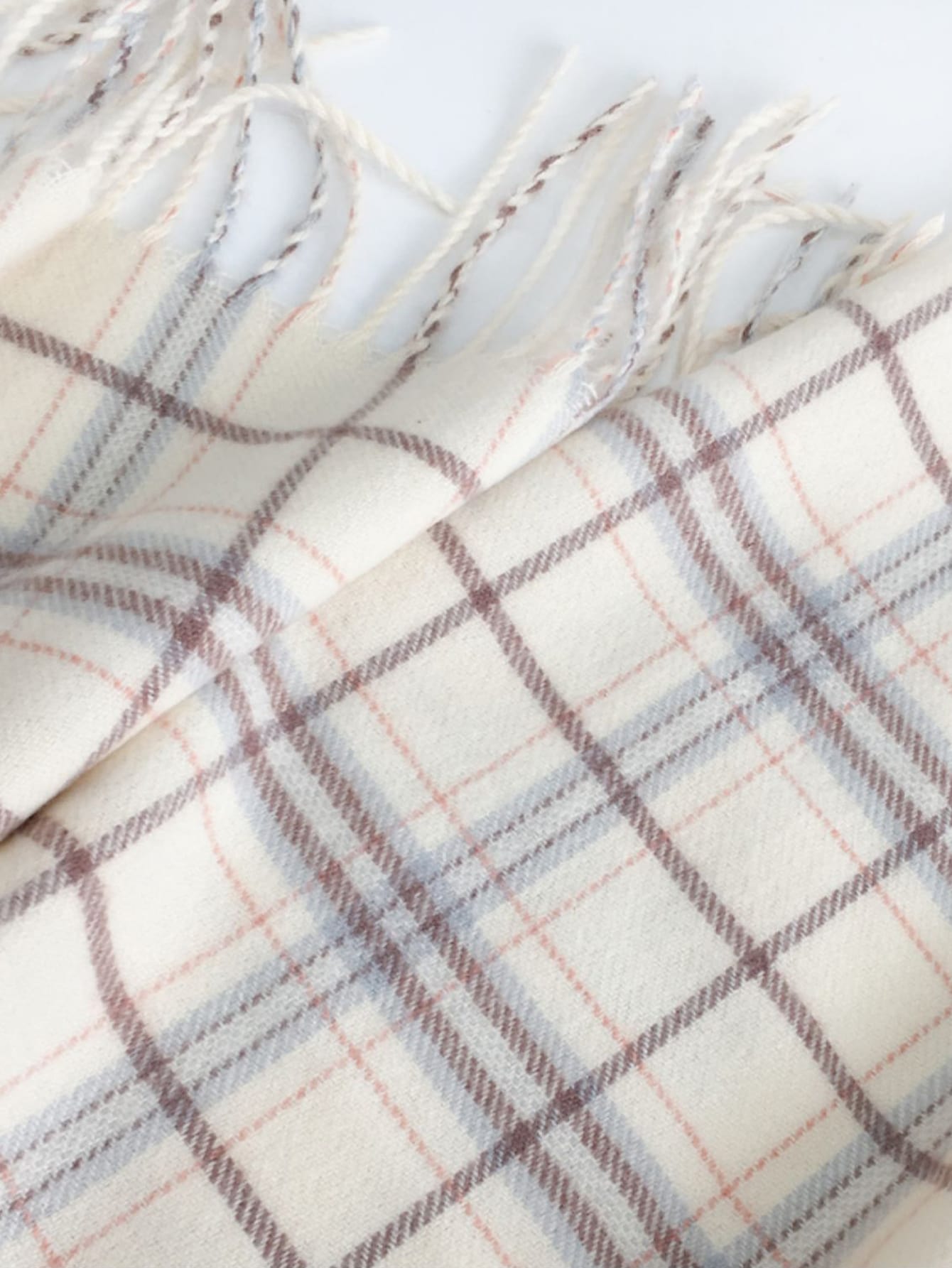 1pc Women's Plaid Scarf With Fringes, Autumn/Winter Shawl