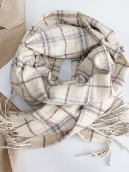 1pc Women's Plaid Scarf With Fringes, Autumn/Winter Shawl
