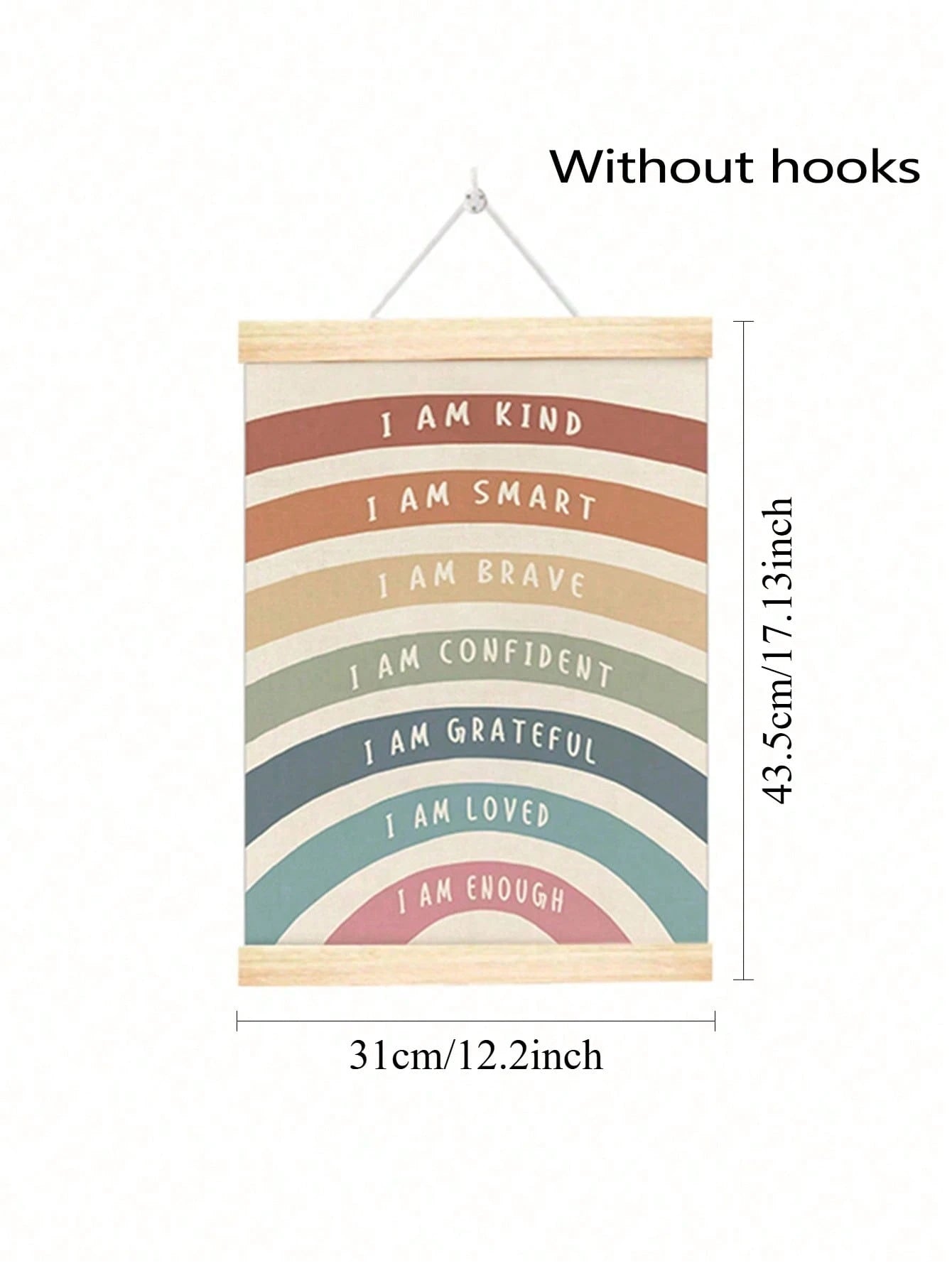 1pc Wooden Rainbow Scroll Wall Hanging, Inspirational Quote Wall Decor, Suitable For Children's Room And Nursery, Baby Supplies, Nursery Decor, Girls' Room Decor