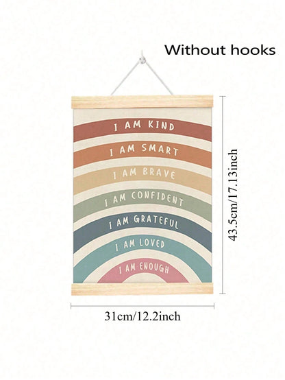 1pc Wooden Rainbow Scroll Wall Hanging, Inspirational Quote Wall Decor, Suitable For Children's Room And Nursery, Baby Supplies, Nursery Decor, Girls' Room Decor