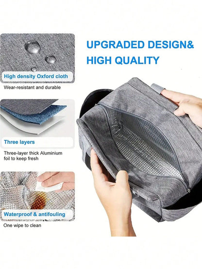 1pc, Waterproof Thermal Lunch Box Bag For Students And Office Workers- Perfect Travel Accessory And Kitchen Gadget For Healthy Meals On The Go