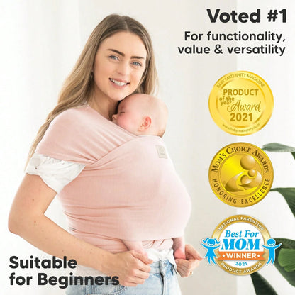1PCS 196.85"X17.7" Pink Baby Wrap Carrier-All In 1 Original Baby Carrier Newborn To Toddler Sling, Easy To Wear, Hands Free Bonding, Lightweight