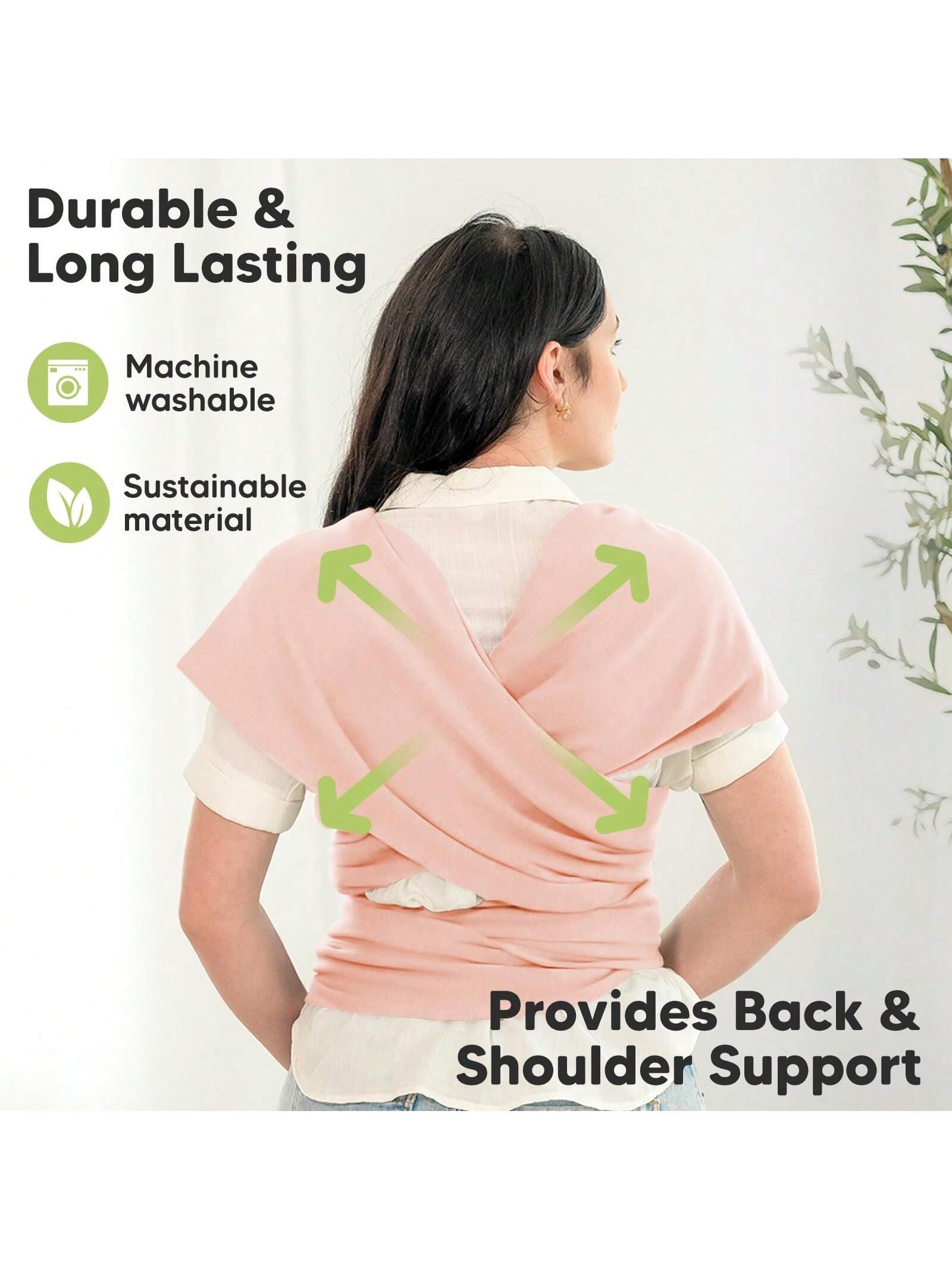 1PCS 196.85"X17.7" Pink Baby Wrap Carrier-All In 1 Original Baby Carrier Newborn To Toddler Sling, Easy To Wear, Hands Free Bonding, Lightweight