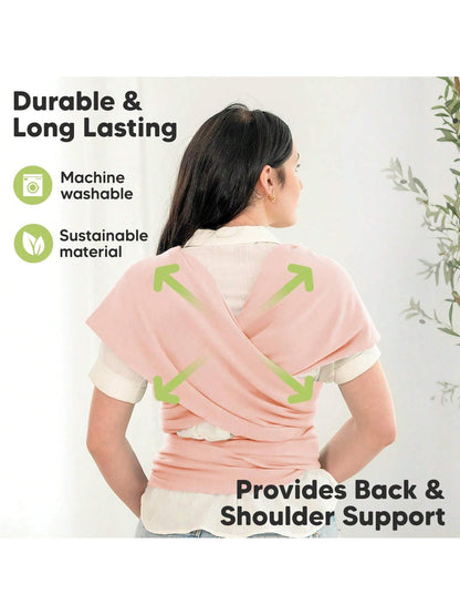 1PCS 196.85"X17.7" Pink Baby Wrap Carrier-All In 1 Original Baby Carrier Newborn To Toddler Sling, Easy To Wear, Hands Free Bonding, Lightweight