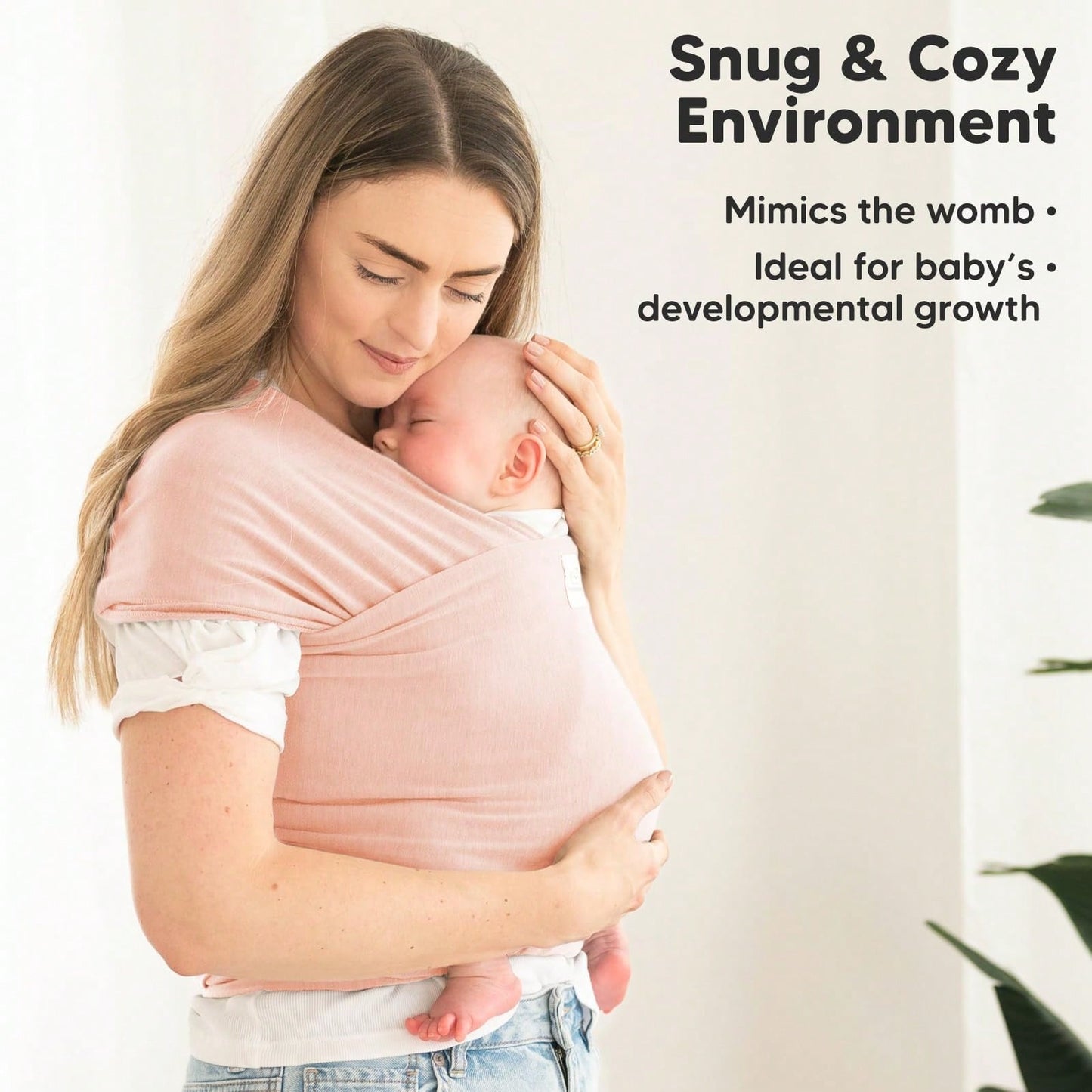 1PCS 196.85"X17.7" Pink Baby Wrap Carrier-All In 1 Original Baby Carrier Newborn To Toddler Sling, Easy To Wear, Hands Free Bonding, Lightweight
