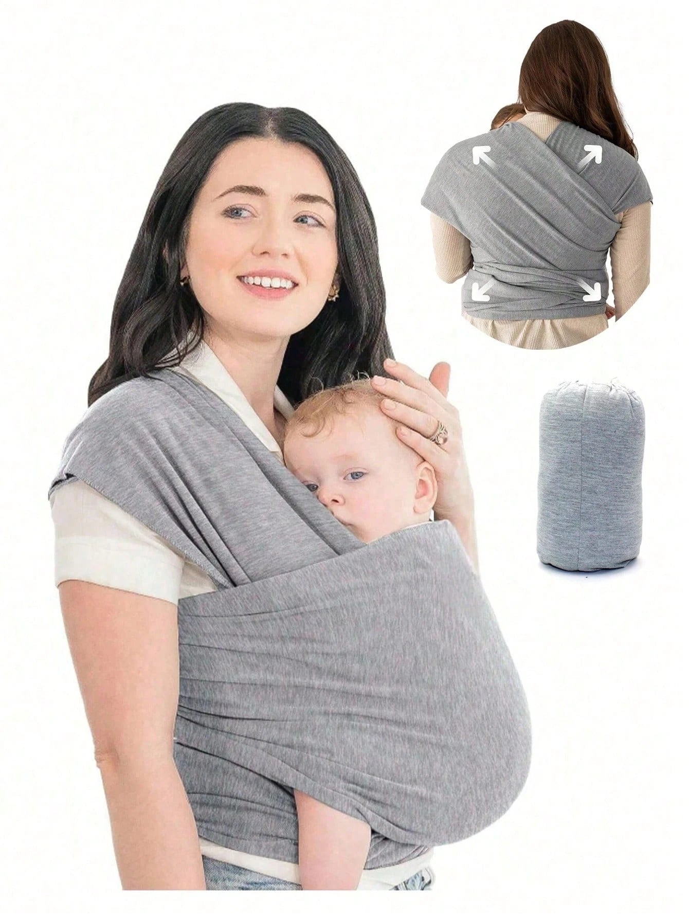 1PCS 196.85"X17.7" Pink Baby Wrap Carrier-All In 1 Original Baby Carrier Newborn To Toddler Sling, Easy To Wear, Hands Free Bonding, Lightweight