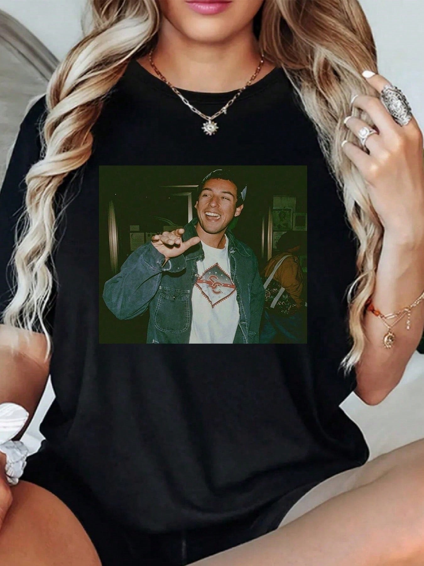 1pcs Adam Sandler Womens 100 Cotton Tee Vintage Digital Print T Shirt 220g Casual Graphic Tee Short Sleeve Round Neck Lo