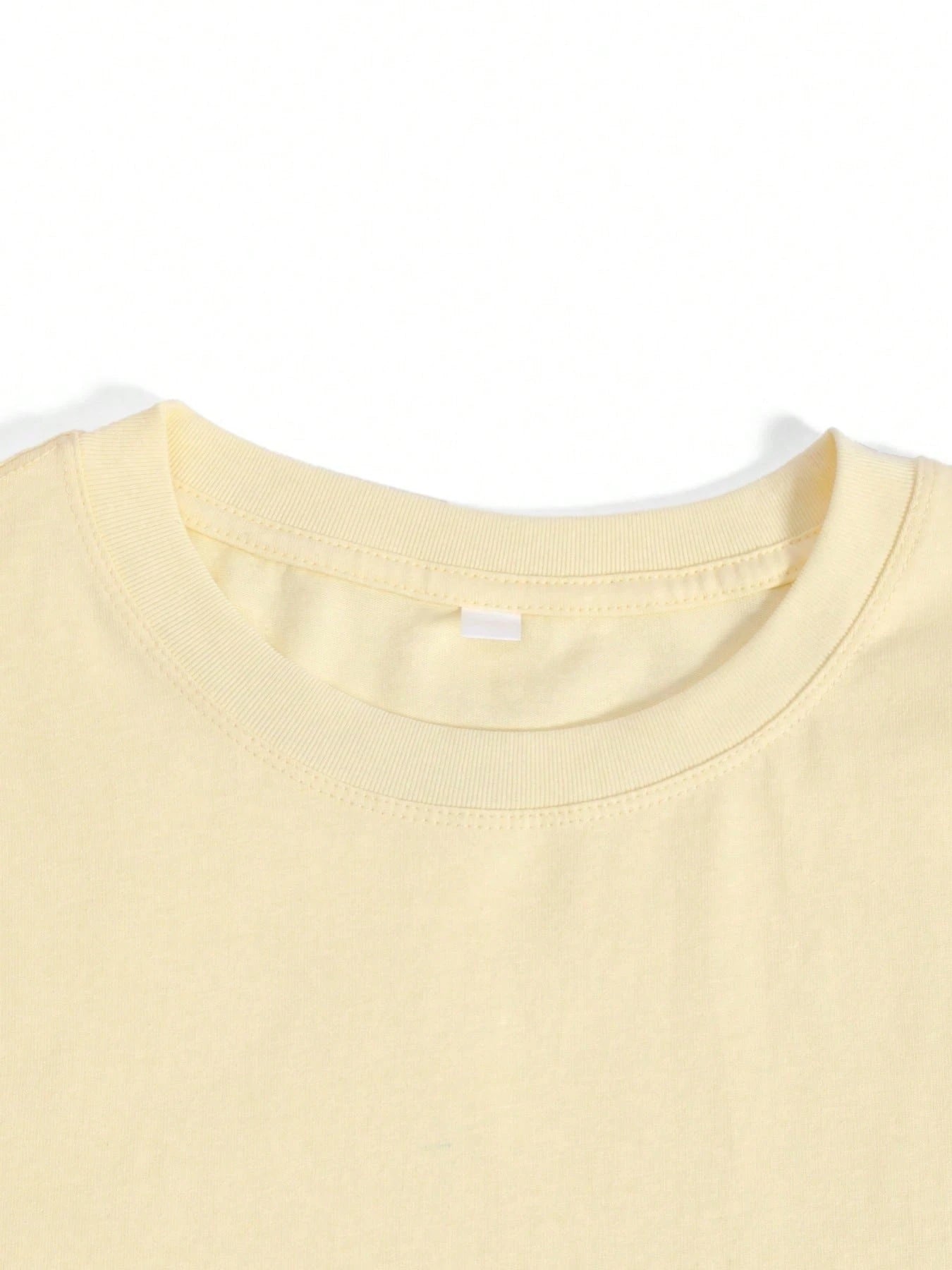 1Pcs Yellow Cartoon Letters 100% Cotton Short-Sleeved T-Shirt 220g