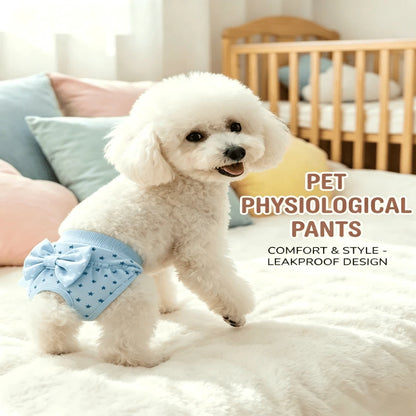 1pcsWashable Dog Period Panties For Small Dogs Female, Cute Cartoon Physiological Panties With Lace Trim & Bow, Leak-Proof Reusable Sanitary Pants For Heat Cycle, Incontinence, Puppy Training