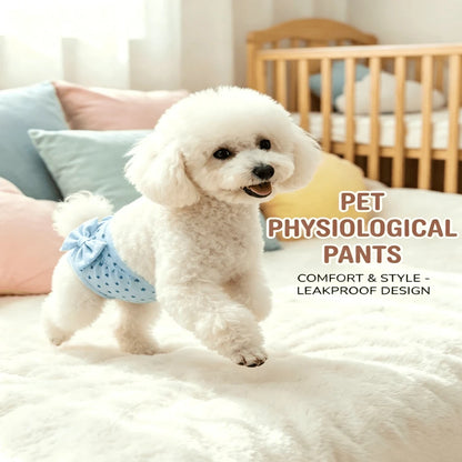 1pcsWashable Dog Period Panties For Small Dogs Female, Cute Cartoon Physiological Panties With Lace Trim & Bow, Leak-Proof Reusable Sanitary Pants For Heat Cycle, Incontinence, Puppy Training
