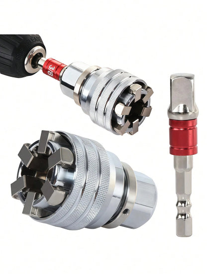 2/1pc Adjustable Hex Ratchet Socket Wrench, Multi-Function Power Drill Screw Driver