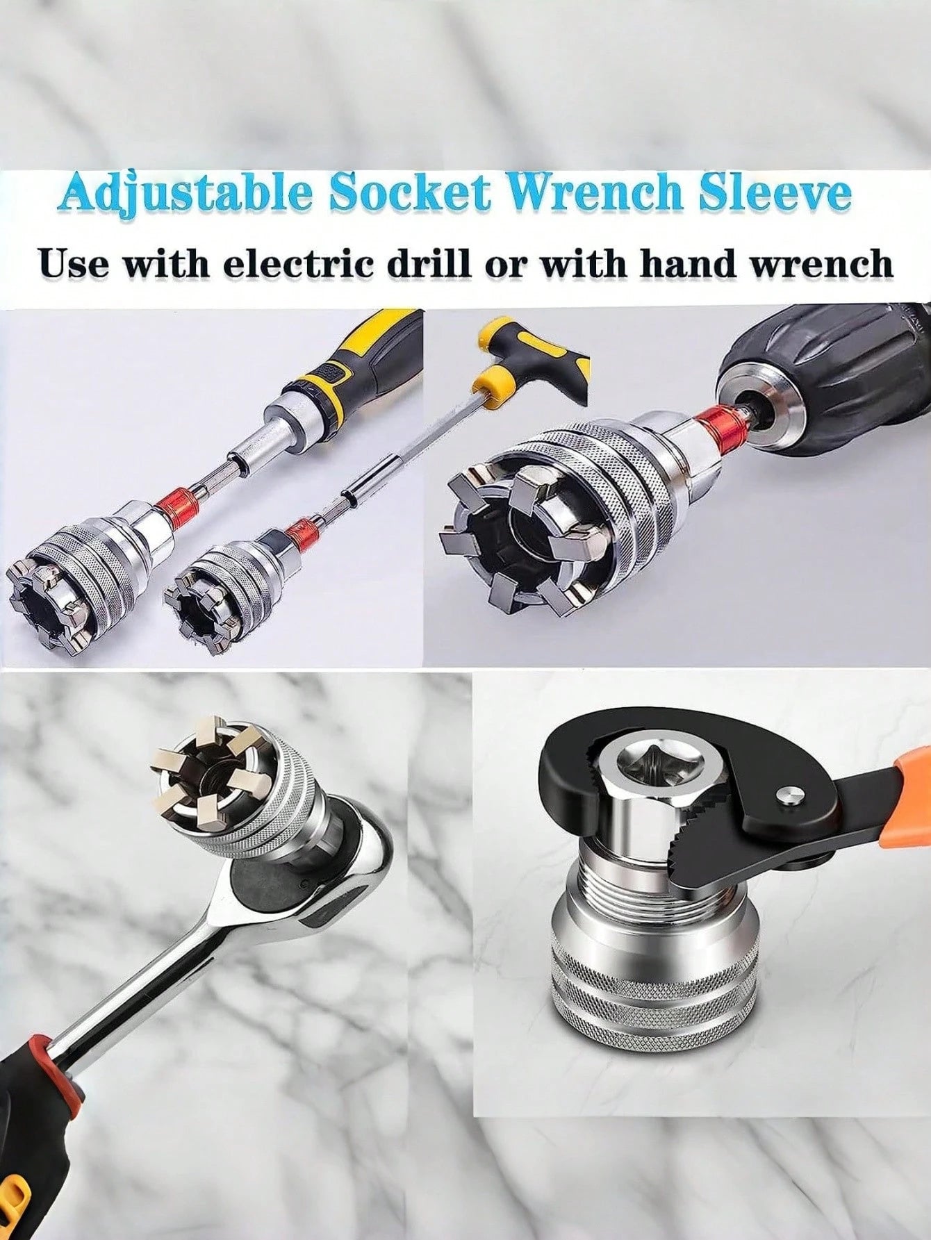 2/1pc Adjustable Hex Ratchet Socket Wrench, Multi-Function Power Drill Screw Driver