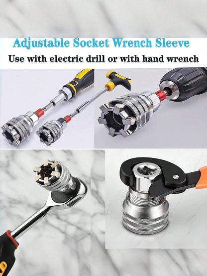 2/1pc Adjustable Hex Ratchet Socket Wrench, Multi-Function Power Drill Screw Driver