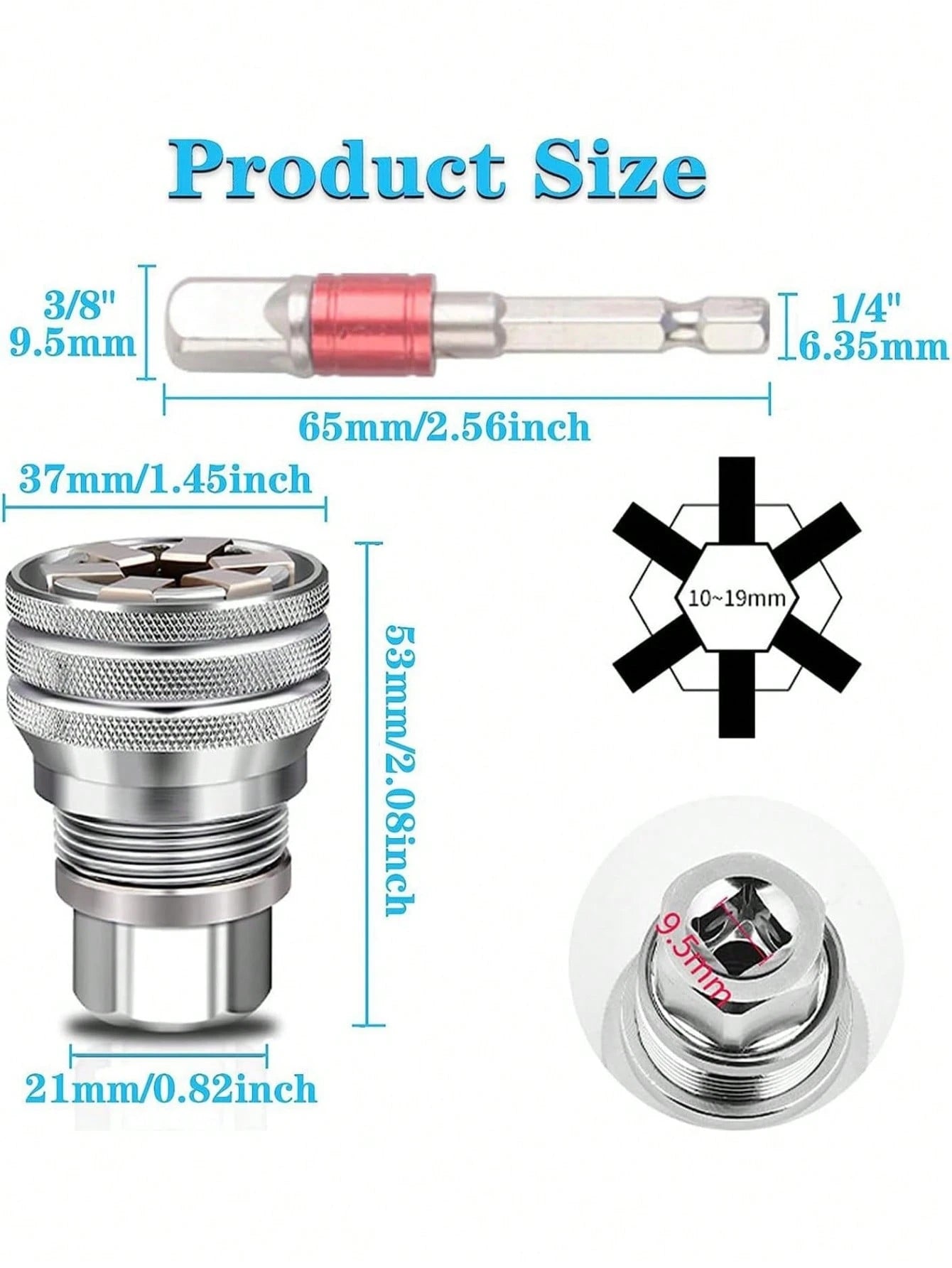2/1pc Adjustable Hex Ratchet Socket Wrench, Multi-Function Power Drill Screw Driver