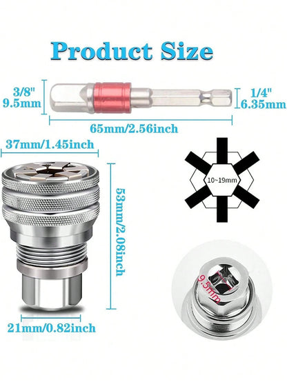 2/1pc Adjustable Hex Ratchet Socket Wrench, Multi-Function Power Drill Screw Driver