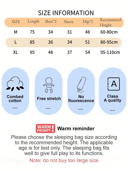2.5 Tog Children Dinosaur Printed Sleep Sack Unisex Baby Boy&Girl 100% Cotton Cozy Comfort Sleeping Bag Autumn Winter Long Sleeve Split-Leg Sleepwear