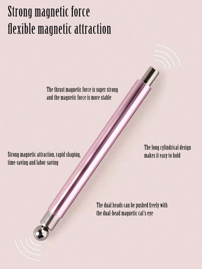 2-In-1 Cat Eye Nail Art Magnet Tool Set, Multi-Functional Strong Magnetic Cat Eye Gel Nail Polish Steel Ball Suction Cup Nail Art Design Accessories, Wooden Tools For Home DIY & Salon
