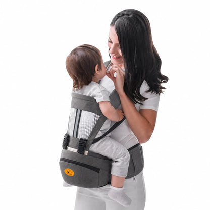 2-In-1 Ergonomic Baby Carrier With Hip Seat, Breathable Mesh Infant Carrier With Storage Pockets, Light Grey, Adjustable Toddler Carrier For Newbornt