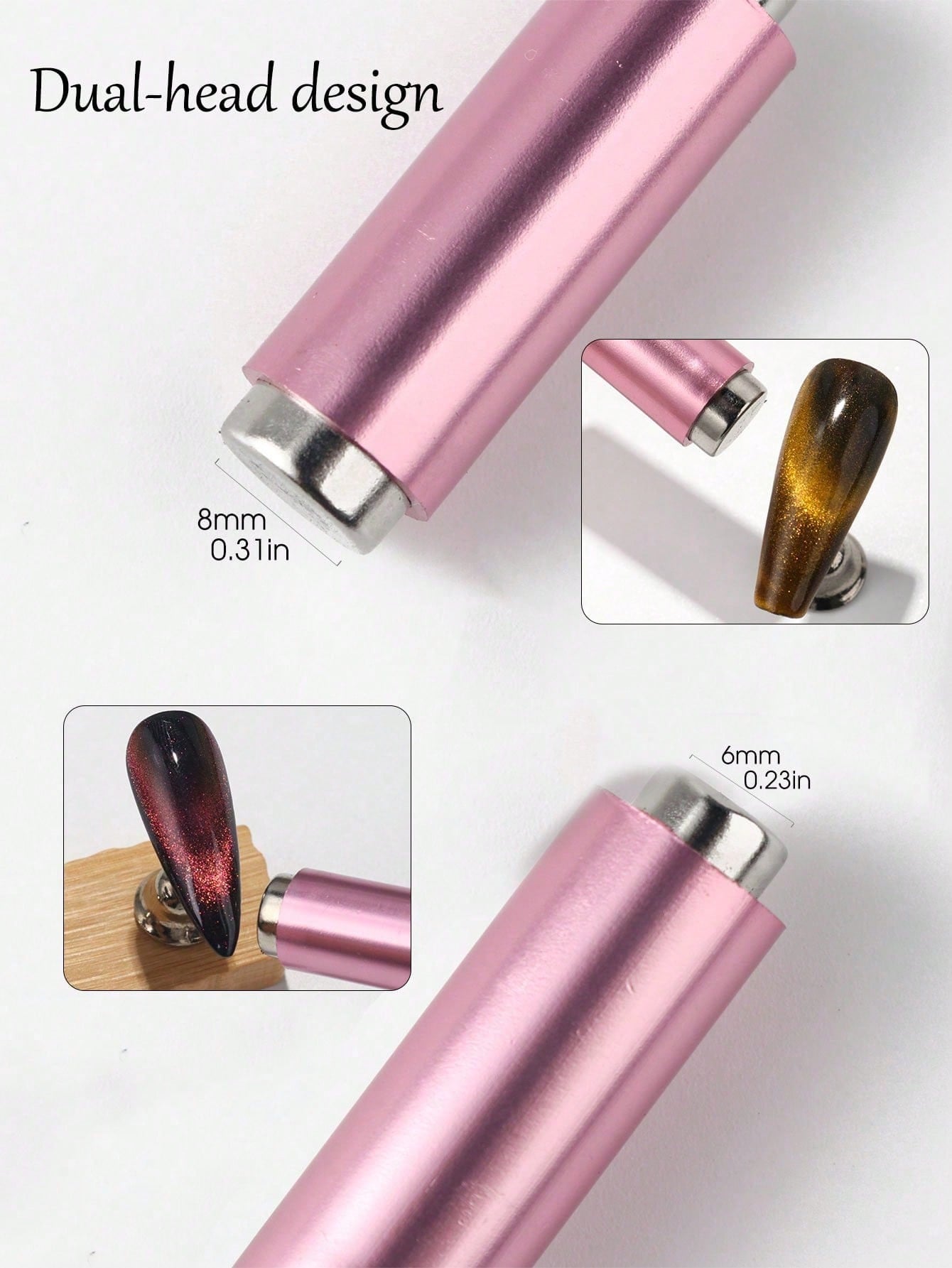 2-In-1 French V-Shaped Cat Eye Magnetic Stick, Strong Magnetic Nail Art Tool, Suitable For Nail Polish Gel, DIY Manicure Accessory