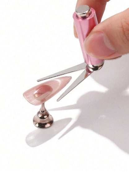 2-In-1 French V-Shaped Cat Eye Magnetic Stick, Strong Magnetic Nail Art Tool, Suitable For Nail Polish Gel, DIY Manicure Accessory
