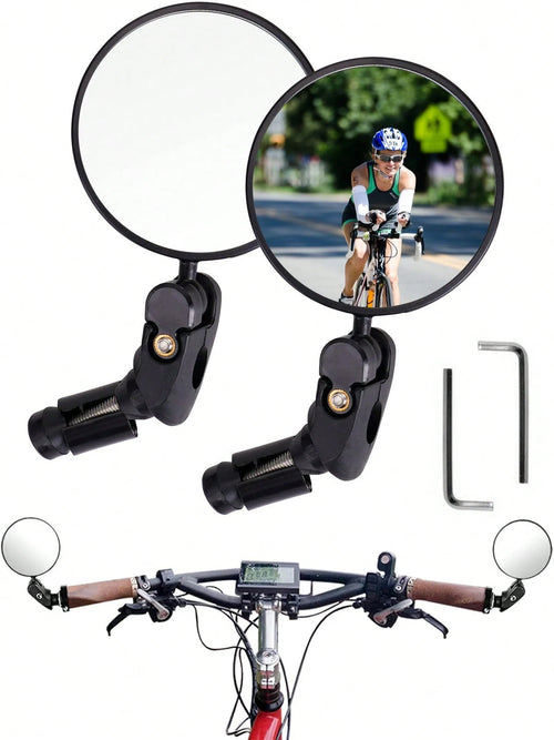 2 Pack Bicycle Rearview Mirror Bike Bar End Mirror Adjustable Bending Handlebar Bike Mirror Rotatable HD Bike Wide Angle Mirrors For Mountain Road Bicycle Moped Cycling