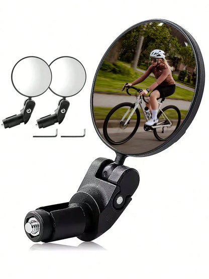 2 Pack Bicycle Rearview Mirror Bike Bar End Mirror Adjustable Bending Handlebar Bike Mirror Rotatable HD Bike Wide Angle Mirrors For Mountain Road Bicycle Moped Cycling