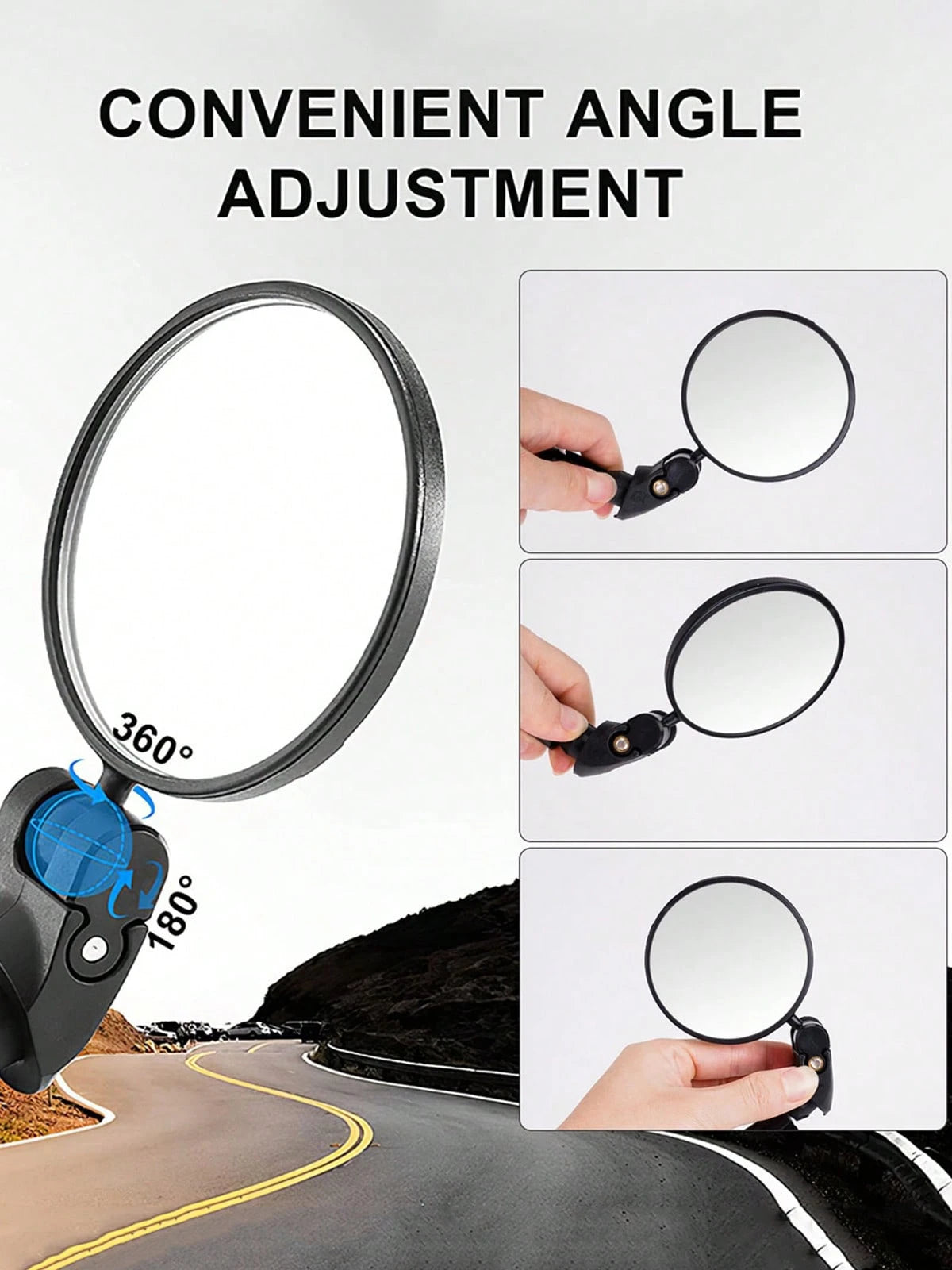2 Pack Bicycle Rearview Mirror Bike Bar End Mirror Adjustable Bending Handlebar Bike Mirror Rotatable HD Bike Wide Angle Mirrors For Mountain Road Bicycle Moped Cycling