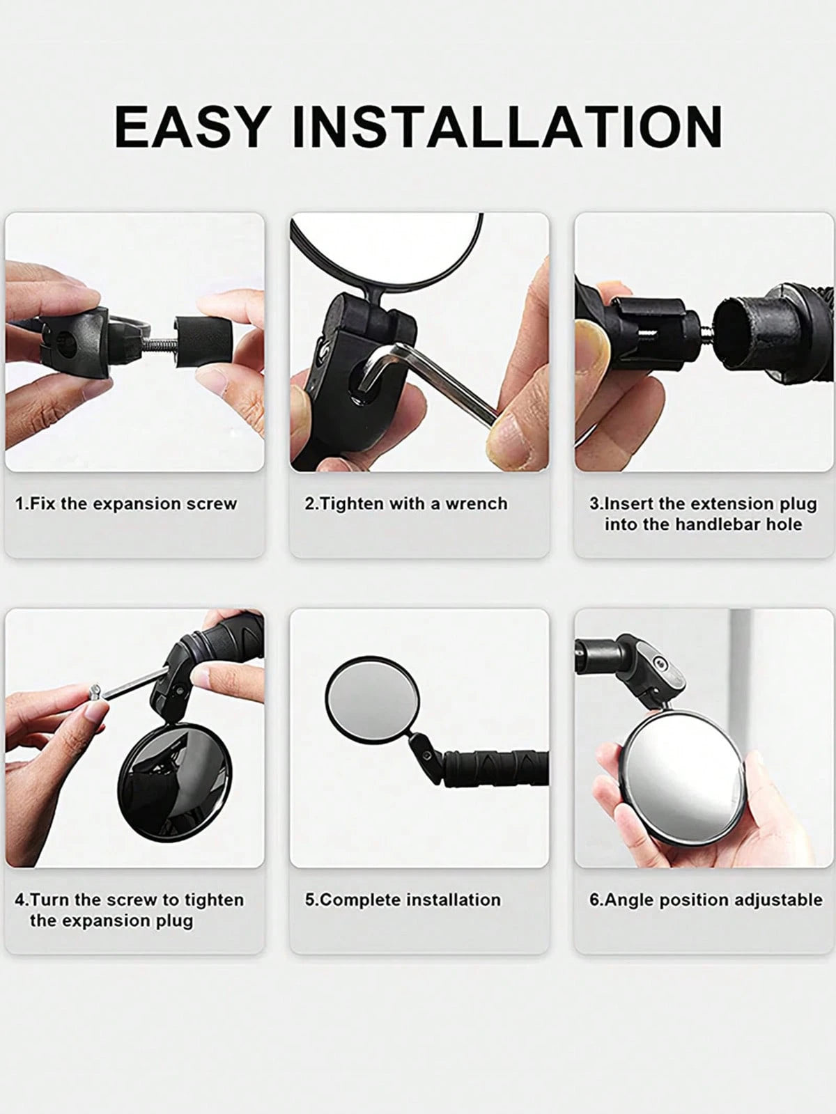 2 Pack Bicycle Rearview Mirror Bike Bar End Mirror Adjustable Bending Handlebar Bike Mirror Rotatable HD Bike Wide Angle Mirrors For Mountain Road Bicycle Moped Cycling