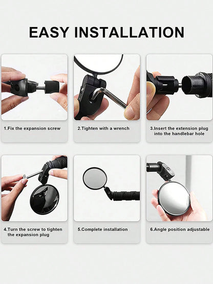 2 Pack Bicycle Rearview Mirror Bike Bar End Mirror Adjustable Bending Handlebar Bike Mirror Rotatable HD Bike Wide Angle Mirrors For Mountain Road Bicycle Moped Cycling