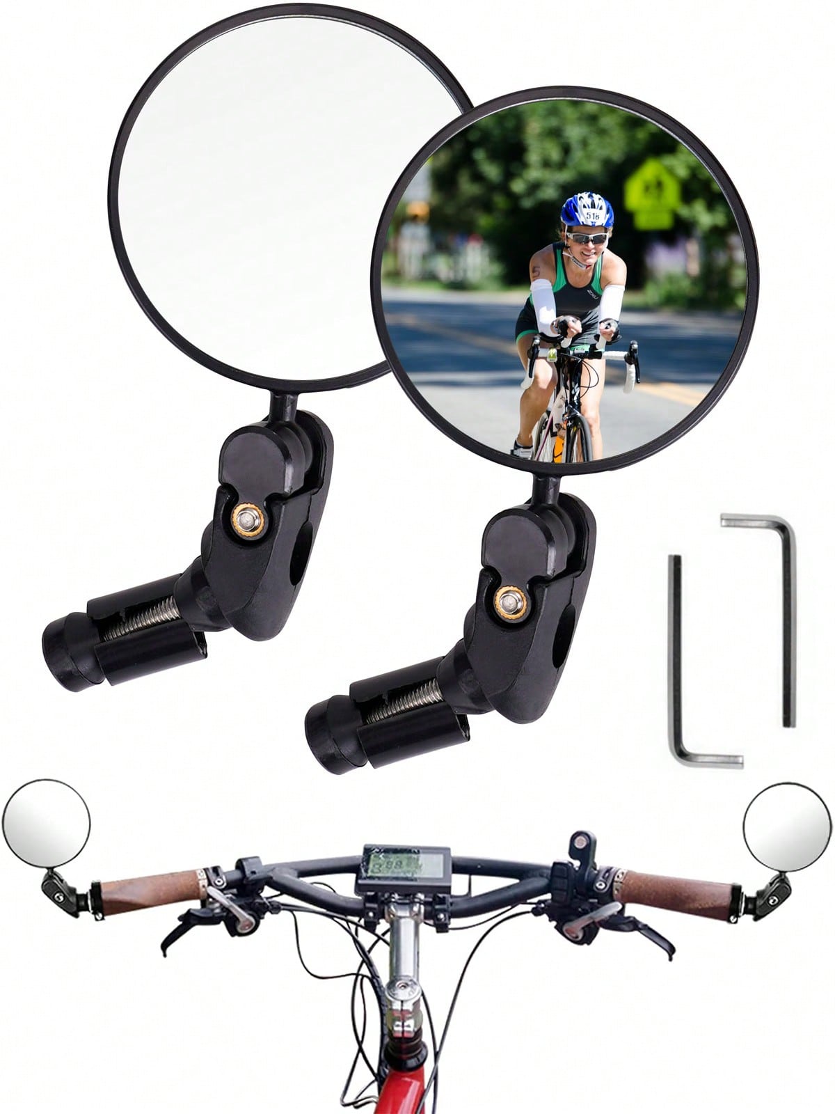 2 Pack Bicycle Rearview Mirror Bike Bar End Mirror Adjustable Bending Handlebar Bike Mirror Rotatable HD Bike Wide Angle Mirrors For Mountain Road Bicycle Moped Cycling