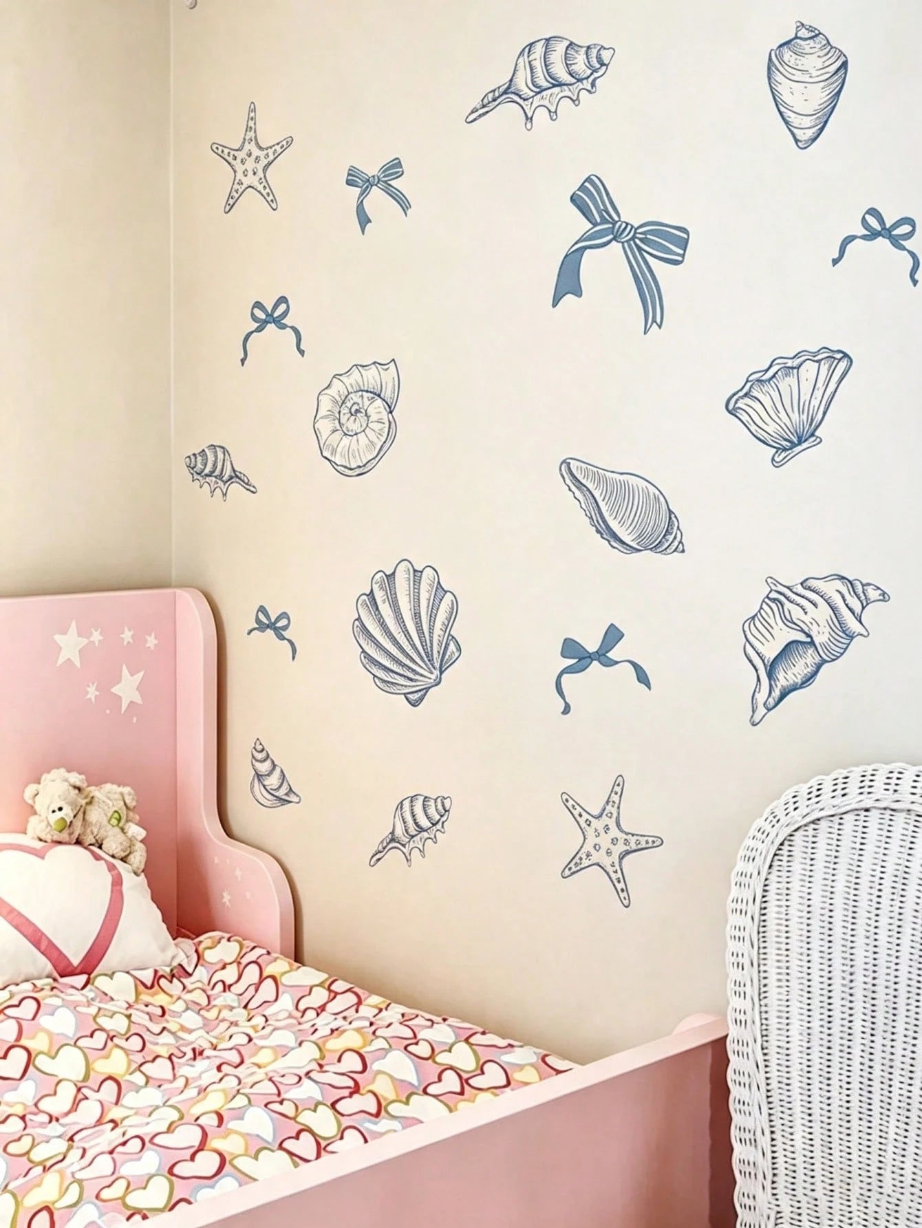 2 Styles Nursery Kids Room Wall Decals, Ocean Sea Animals & Shell Bow Stickers, Home Wall Art Decor For Baby Boys Girls Bedroom