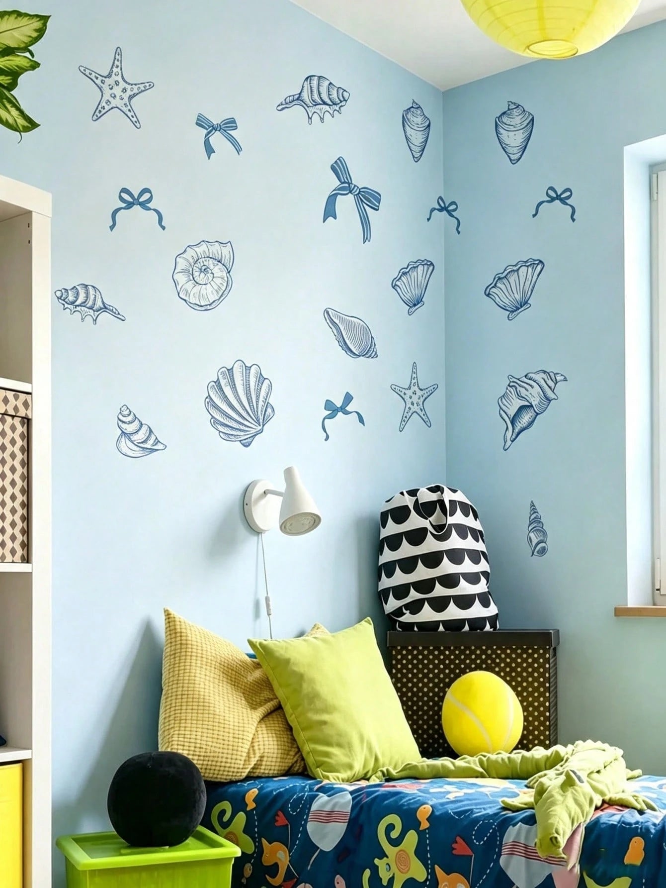 2 Styles Nursery Kids Room Wall Decals, Ocean Sea Animals & Shell Bow Stickers, Home Wall Art Decor For Baby Boys Girls Bedroom