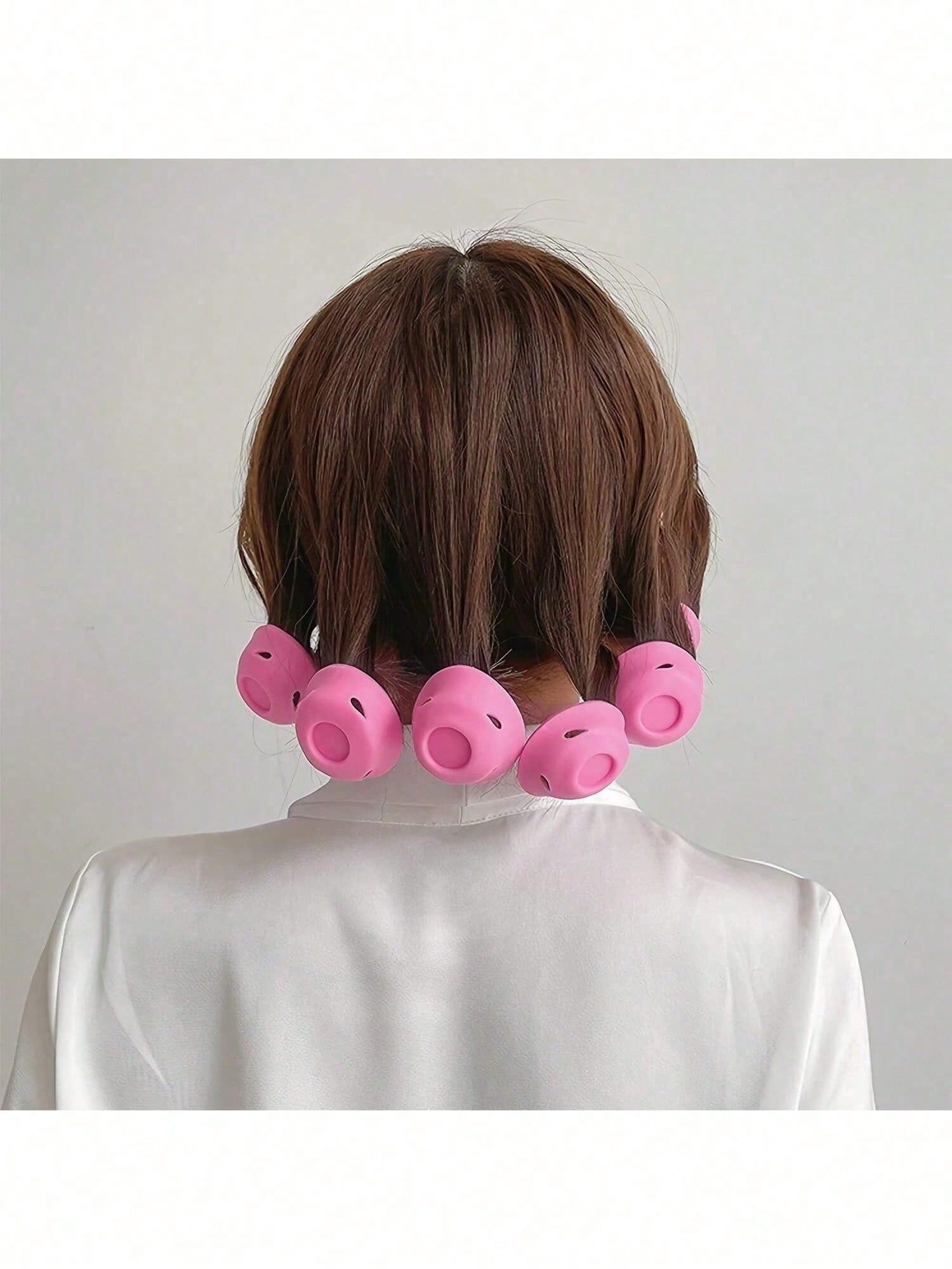 20/10/1pc Pink Silicone Hair Curler, No Heat Damage Design, Lightweight & Portable, Easy To Use, Create Natural Waves & Bangs, Suitable For Short To Medium Length Hair, Perfect For Home & Travel