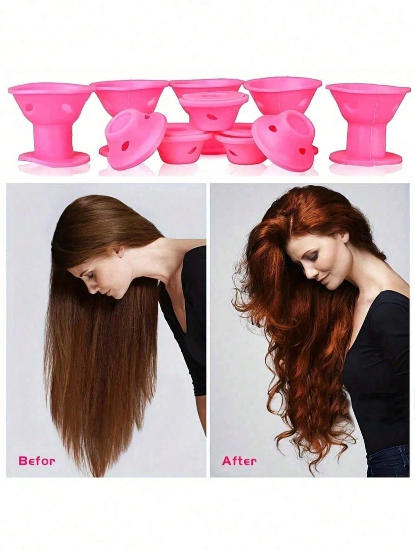 20/10/1pc Pink Silicone Hair Curler, No Heat Damage Design, Lightweight & Portable, Easy To Use, Create Natural Waves & Bangs, Suitable For Short To Medium Length Hair, Perfect For Home & Travel