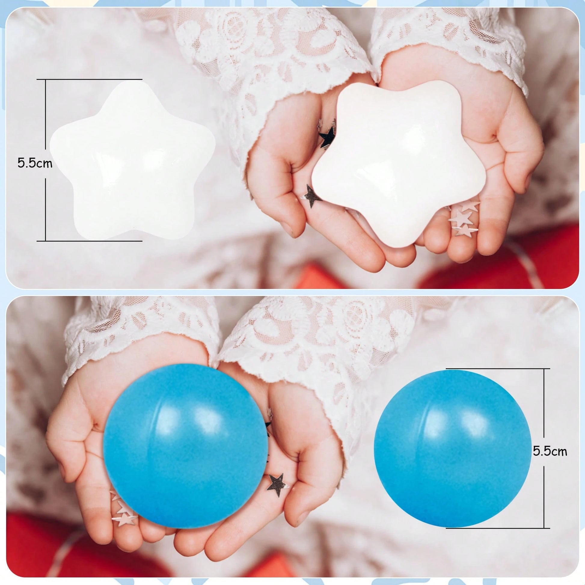 20/50pcs 2.17 Inch Anti-Crush Ball Pit Balls With Star Pattern, Suitable For Toddlers And Children, Pool Party, Indoor/Outdoor Game Tent Ball Pit Toy