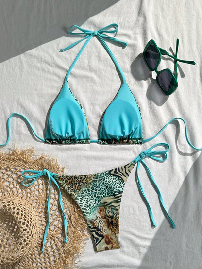 2025 Sexy Vintage Leopard Print Pattern Bikini 2 Pieces Set For Women Vacation Beach Summer