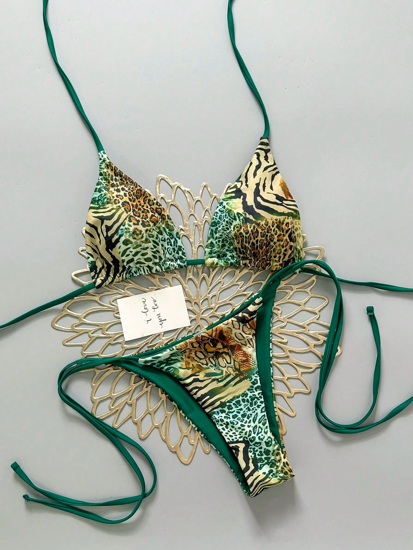 2025 Sexy Vintage Leopard Print Pattern Bikini 2 Pieces Set For Women Vacation Beach Summer