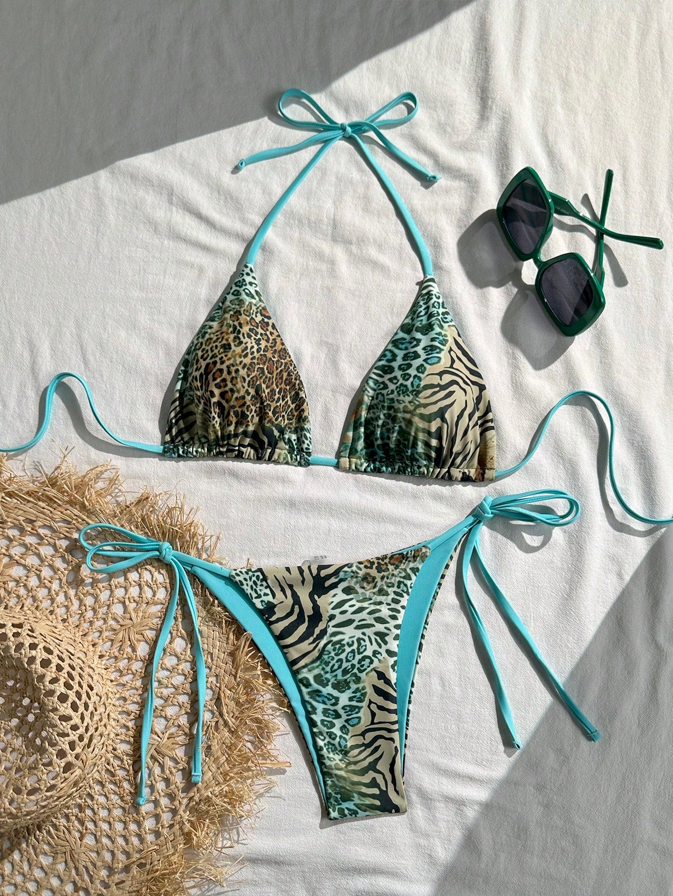2025 Sexy Vintage Leopard Print Pattern Bikini 2 Pieces Set For Women Vacation Beach Summer